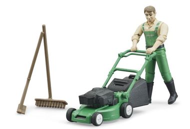 Bruder 62103 BWORLD Zahradník se sekačkou a příslušenstvím / 4+