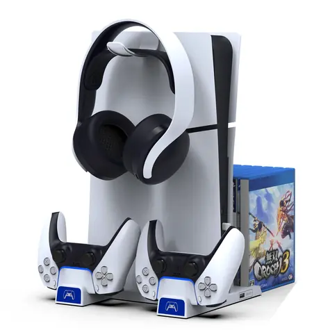 iPega P5S009 Multifunkční Nabíjecí Stojan pro PS5 Slim bílá