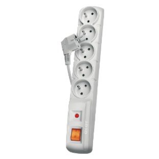 PORTE Přepěťová ochrana 230V 5 zásuvek 1,5m šedá s vyp.