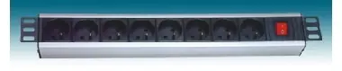 PremiumCord Panel napájecí 1U do 19" racku / 8x230V / přepěťová ochrana / 2m kabel / vypínač