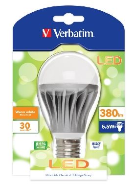 Verbatim LED žárovka E27 (5,5W) / 380lm / typ A / teplá bílá