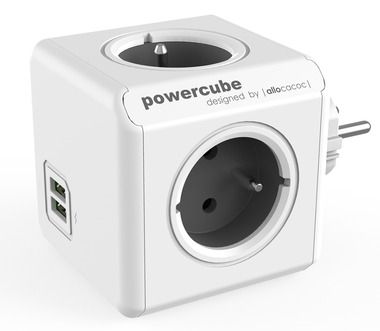 PowerCube Original USB šedá / 4 zásuvky / 2x USB port