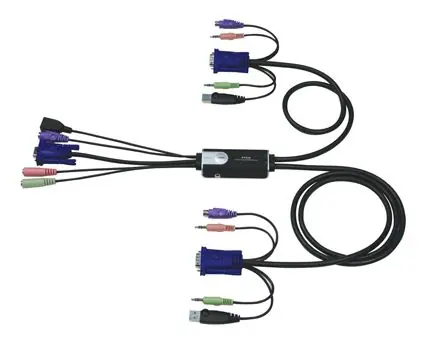 ATEN CS-52A / 2-port KVM Hybrid PS2 + USB mini / audio / 1.2m kabely