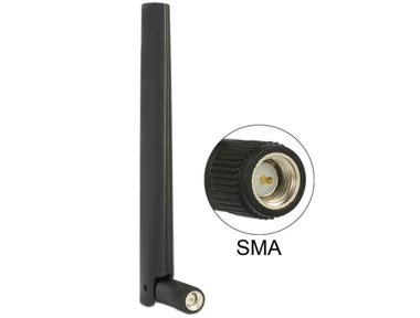 DeLock ZigBee Multi Bluetooth všesměrová anténa s kloubem / GSM / LTE / UMTS / WLAN IEEE 802.11 b g n SMA 1 - 4.3 dBi