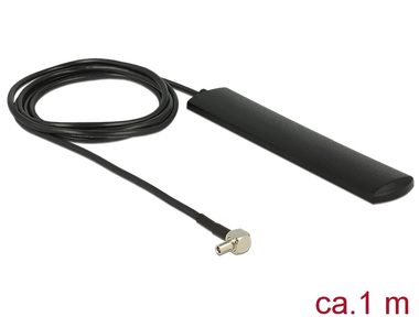 Delock LTE Anténa TS-9 samec 90° 3 dBi všesměrová fixní černá / samolepicí