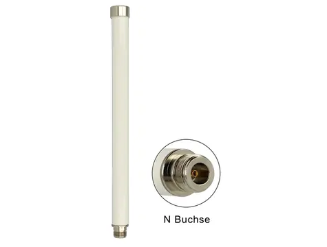 Delock WLAN anténa 802.11 ac a h b g n N jack 6 ~ 8 dBi 280 mm všesměrová bílá / venkovní