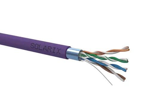 Solarix instalační kabel CAT5E FTP 500m fialová / vnitřní instalace / LSOH plášť / stíněný / cívka