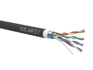 Solarix instalační kabel CAT5E FTP 305m dvojitý plášť černá / venkovní instalace / PVC+PE plášť / stíněný / cívka
