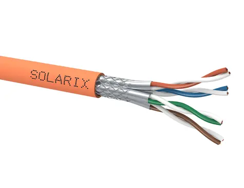 Solarix instalační kabel CAT7A SSTP 500m / vnitřní instalace / LSOHFR plášť / stíněný / cívka / oranžová