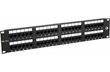 Solarix patch panel 48x RJ45 CAT5E UTP / 2U / černá