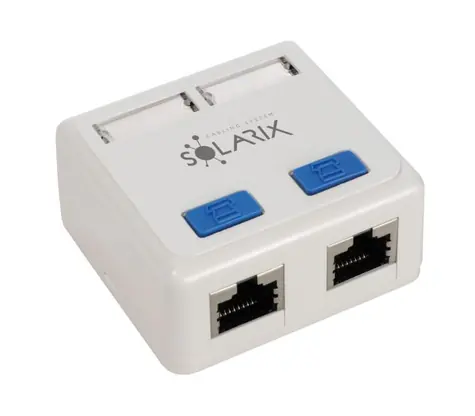 Solarix zásuvka 2x RJ45 CAT5E STP na omítku