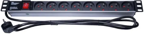 PremiumCord PDU 19" 1U / 8x230V / 2 m kabel / vypínač