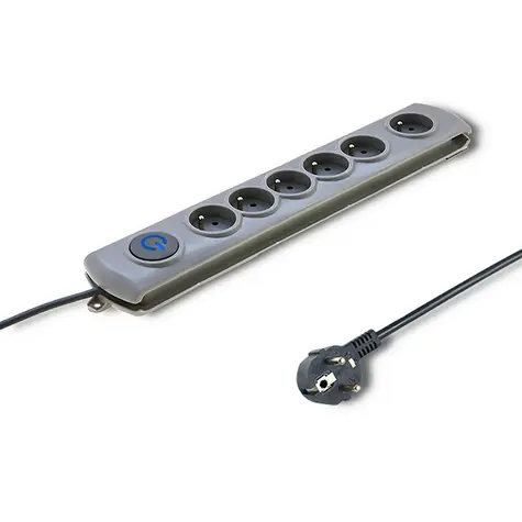 Qoltec 50166 Přepětová ochrana Quick Switch (6 zásuvek) | vypínač | 3m | šedá