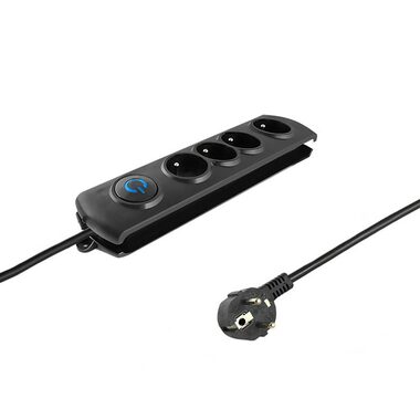 Qoltec 50104 Přepětová ochrana (4 zásuvek) / vypínač / 1.5m