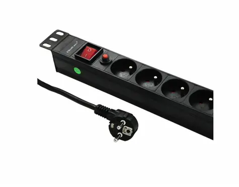 Qoltec 53996 Overvoltage power strip / RACK 19" s CB / 1U / 16A / PDU / 8x Schuko / 2m