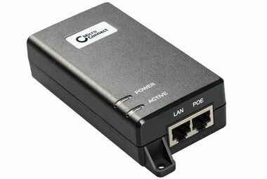 MicroConnect IEEE Gigabit PoE Injector černá / 802.3af/at / 30W 