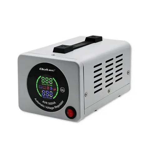 Qoltec 50722 Stabilizator AVR 500VA šedá / LCD Displey / AVR / 230V