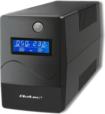 Qoltec 53980 Monolitový UPS černá / UPS / 1000VA / 600W / LCD / USB / 2x RJ45