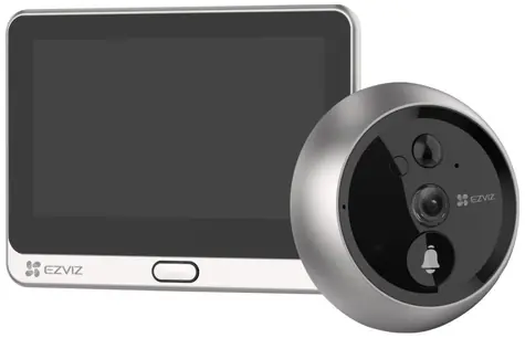 EZVIZ chytrý dveřní videotelefon DP2 stříbrno-černá / Wi-Fi / 1080p / IR / PIR / LCD 4,3"