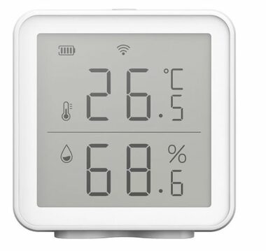 iQtech SmartLife TH01 bílá / Wi-Fi Senzor teploty a vlhkosti / displej