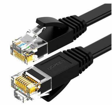 UGREEN Cat 6 UTP RJ45 Ethernet plochý kabel 15m černá