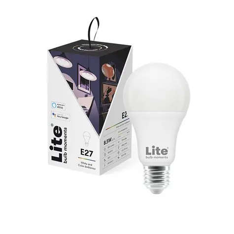 Lite bulb Moments Chytrá žárovka - E27 RGB / 8.5W / 2700-6500K / E27 / Google Home / Alexa