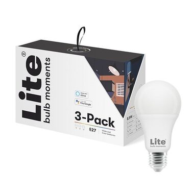 Lite bulb Moments Sada chytrých žárovek - E27 RGB / 8.5W / 2700-6500K / E27 / Google Home / Alexa / 3 ks 