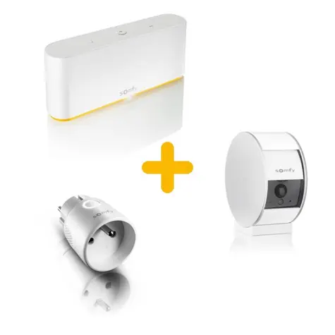 Somfy Sada řídící jednotky TaHoma Switch + Interiérová bezp. kamera + Zásuvka ON-OFF Plug io (typ E) / Wi-Fi