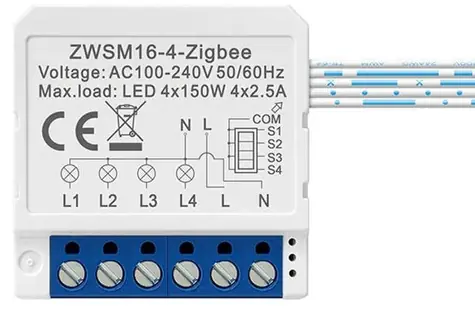 Avatto ZWSM16-W4 bílá / Chytrý spínač / 4 kanály / ZigBee