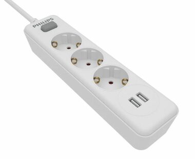 Philips SPN3140A/58 bílá / Přepěťová ochrana / Schuko / 4 zásuvky / 2m