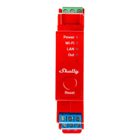 Shelly Pro 1PM červená / Chytrý spínač s měřením spotřeby / 1 kanál / BT 4.2 / WiFi