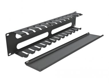 DeLock 2U Spojovací panel pro správu kabelů 19" černá