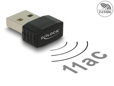 DeLock USB 2.0 WiFi adaptér 433 + 150 Mbps černá 