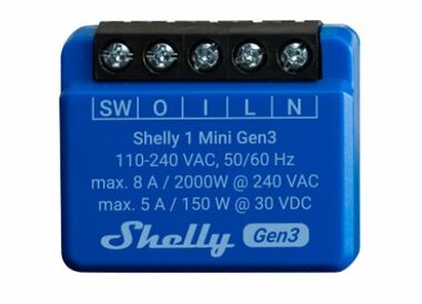 Shelly 1 Mini Gen3 - spínací modul 1x 8A (WiFi & Bluetooth)