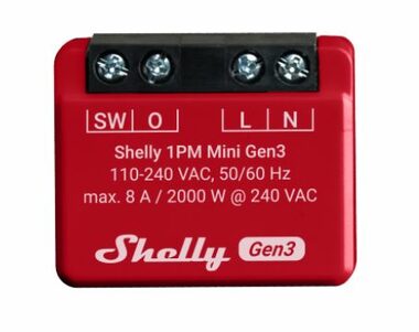 Shelly 1PM Mini Gen3 - spínací modul s měřením spotřeby 1x 8A (WiFi & Bluetooth)