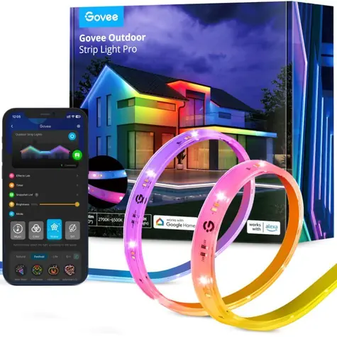 Govee Outdoor Pro SMART RGBICWW LED 10m / LED pásek / venkovní / 36W / 2000lm / IP65 (adaptér IP44) / BT / WiFi / RGBIC