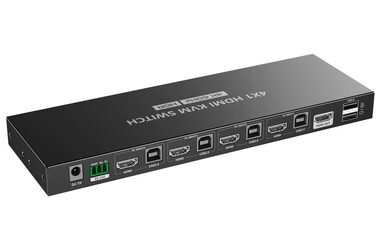 PremiumCord 4K@60Hz HDMI2.0 KVM switch 4:1 s dálkovým ovladačem