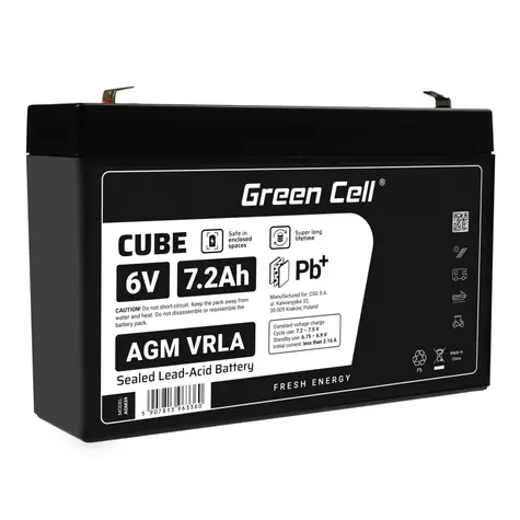 Green Cell baterie AGM VRLA 6V 7.2Ah