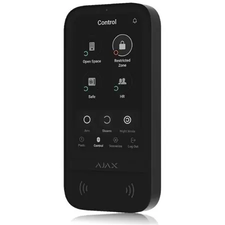 AJAX (58454) KeyPad TouchScreen Bezdrátová dotyková klávesnice černá / 5" IPS / BLE / 6x AA