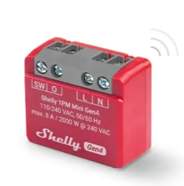 Shelly 1PM Mini chytré Wi-Fi relé s měřením spotřeby (1 kanál) / Wi-Fi / Bluetooth / 8A
