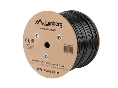 Lanberg LAN kabel pevný venkovní plněný gelem / CAT6 / S/FTP / 305m