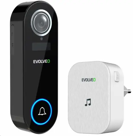 Rozbaleno - EVOLVEO Ringo DB2 / Bezdrátový videozvonek / Kamera 130° / Wi-Fi / microSD / Noční vidění / IP65 / rozbaleno