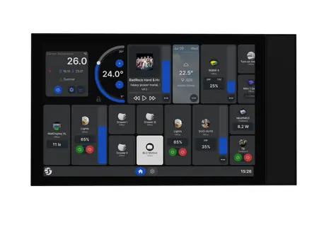 Shelly Wall Display XL černá / dotykový nástěnný panel s relé 5A / WiFi / Bluetooth