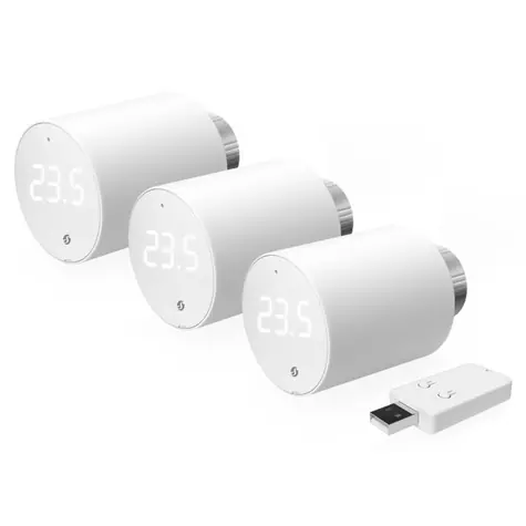 Shelly BLU TRV termostatická hlavice (3ks) + BLU Gateway Gen. 3 bílá /  3x Chytrá termostatická hlavice + BT Gateway