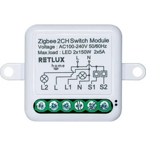 RETLUX RSH 306 Smart relé pod omítku 2x 5A / Zigbee 3.0