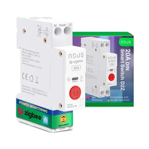 Nous D2Z Zigbee DIN Smart Spínací Modul 20A / 1 kanál / s měřením spotřeby