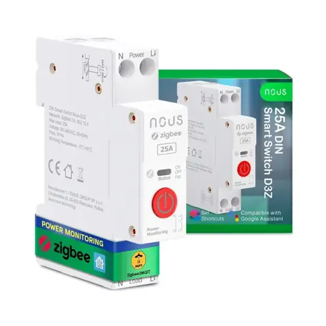 Nous D3Z Zigbee DIN Smart Spínací Modul 25A / 1 kanál / s měřením spotřeby