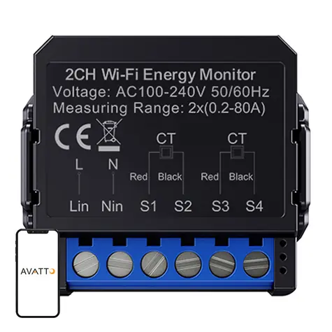 Avatto WPM16-2 Chytrý obousměrný elektroměr WiFi