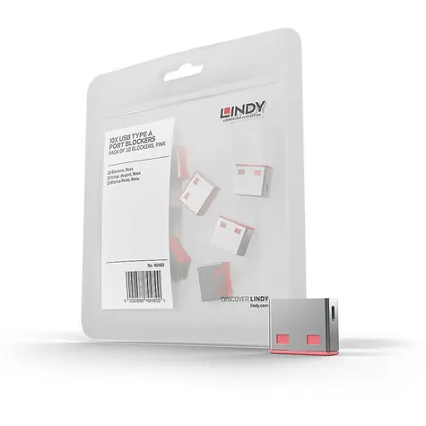 Lindy 40460 Blokátor portů USB bez klíče růžová / 10 ks