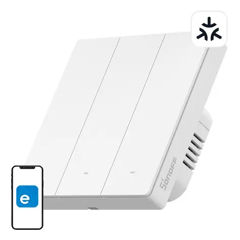 SONOFF SwitchMan Chytrý Nástěnný Vypínač M5 Matter bílá / 3-tlačítko / 86 mm 